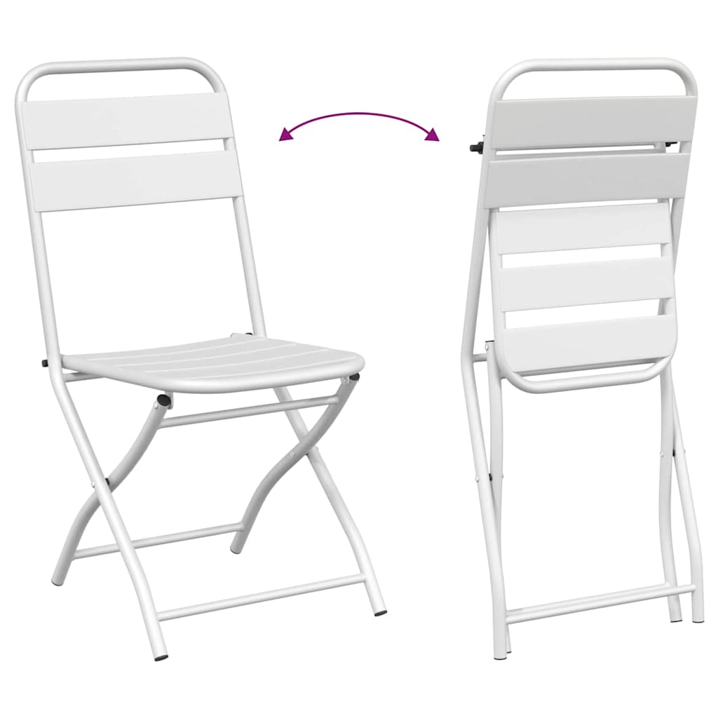 Garden Folding Chair Folding 2 pcs White 55 x 56.5 x 91cm Steel