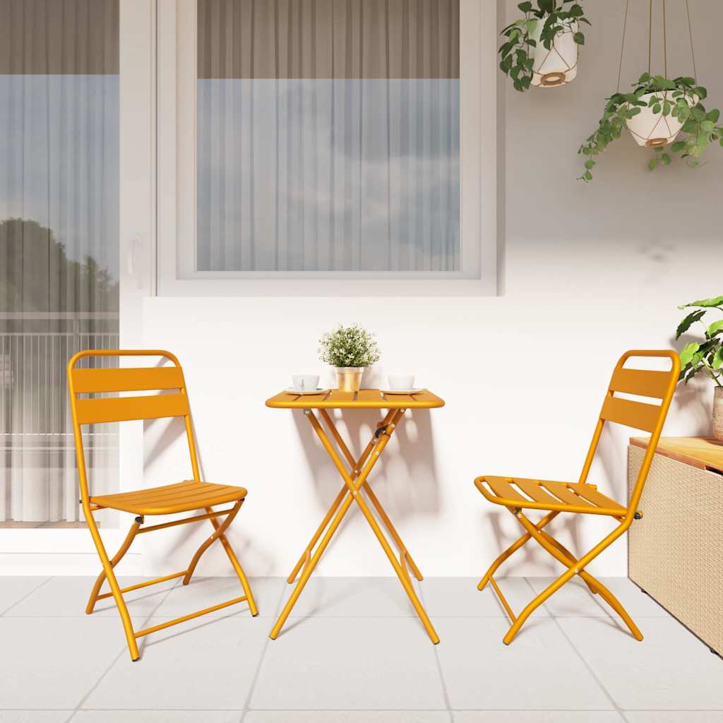 Garden Folding Chair 2 pcs Mustard 55 x 56.5 x 91cm Steel