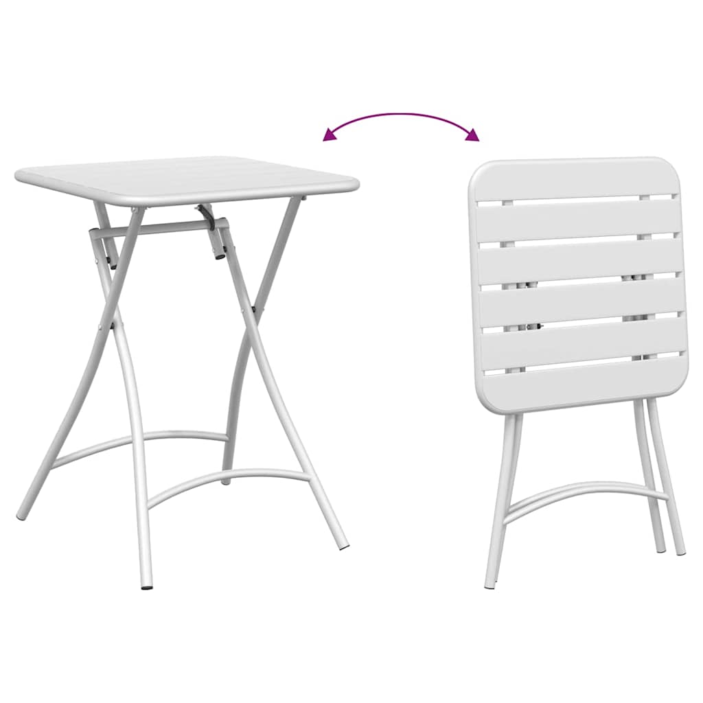 Garden Table Folding White 55 x 55 x 73 cm Powder-coated Steel
