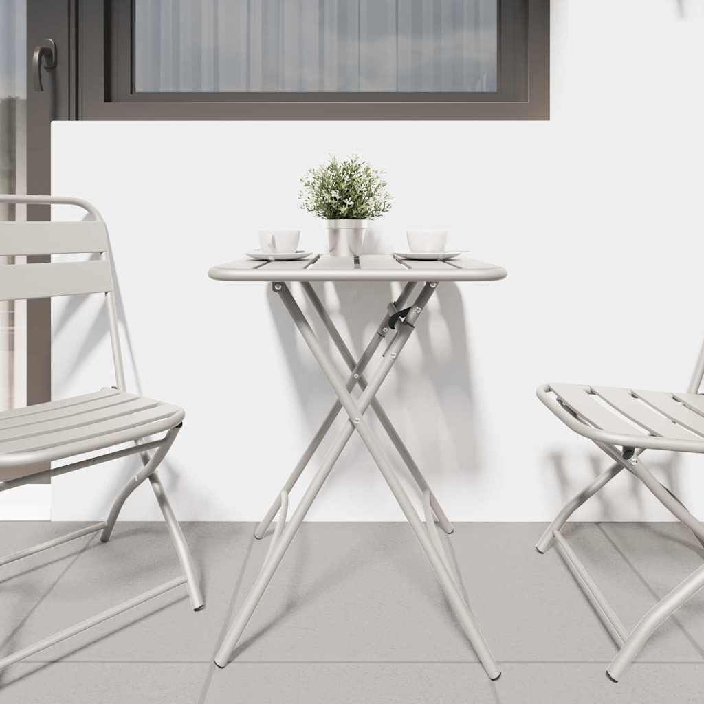 Garden Table Folding Beige 55 x 55 x 73 cm Powder-coated Steel