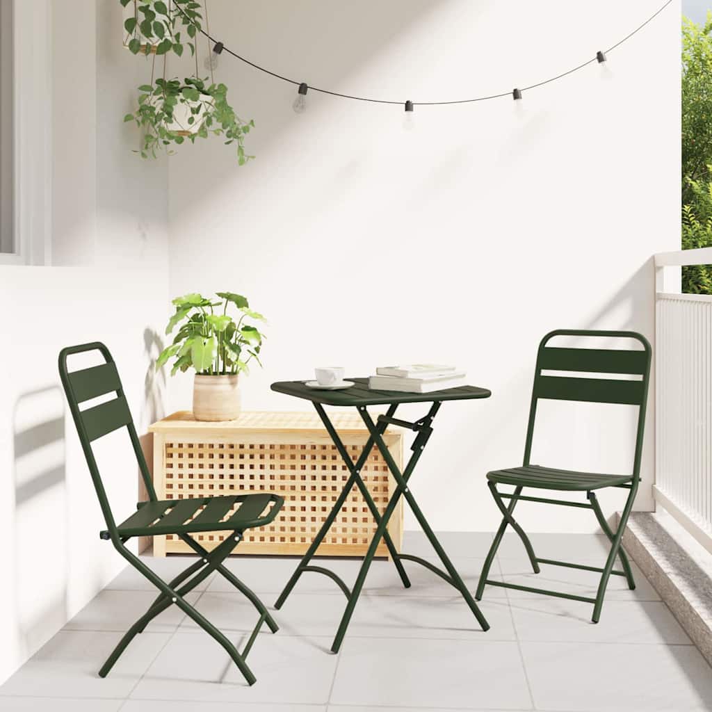 Bistro Set 3 pcs Dark green Steel