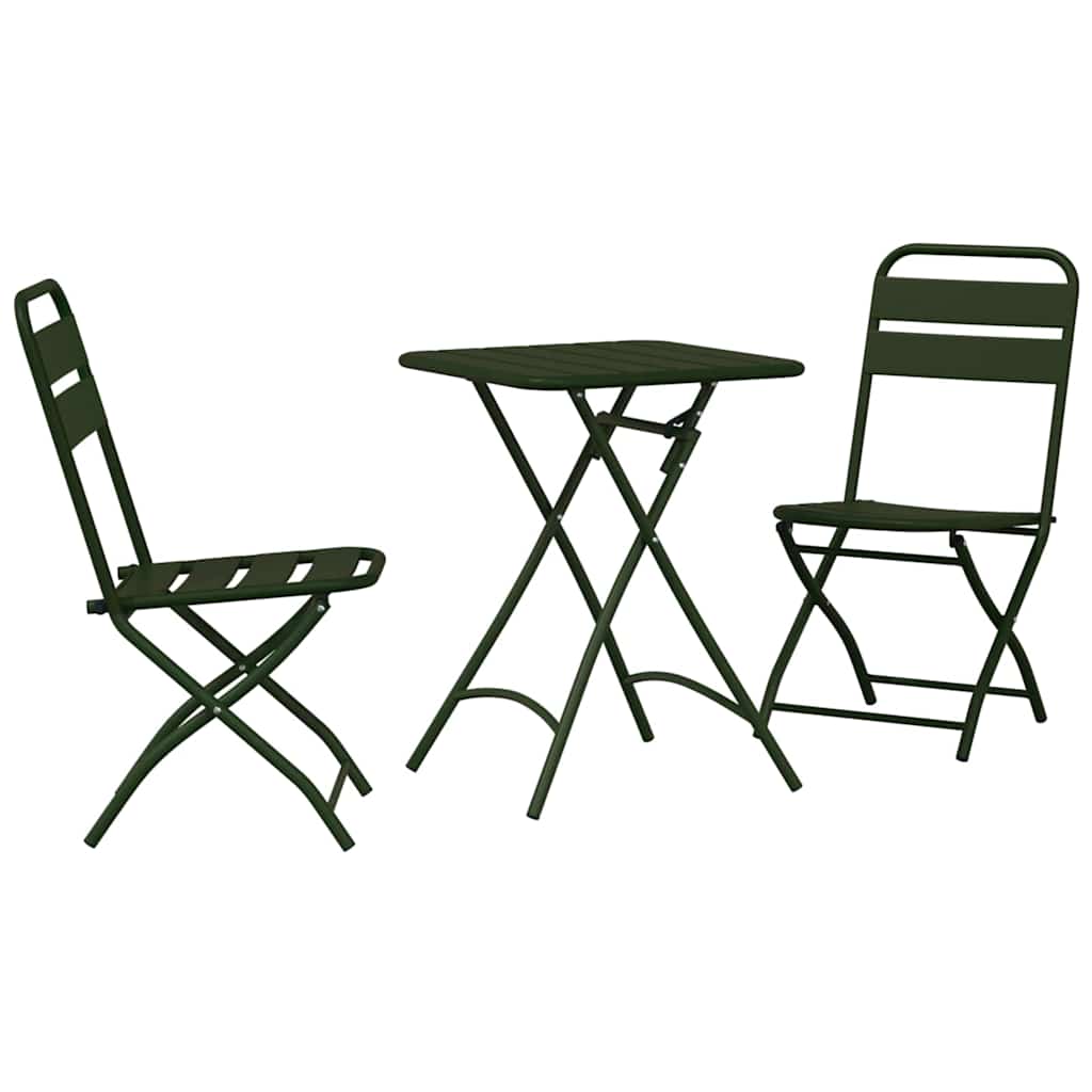 Bistro Set 3 pcs Dark green Steel