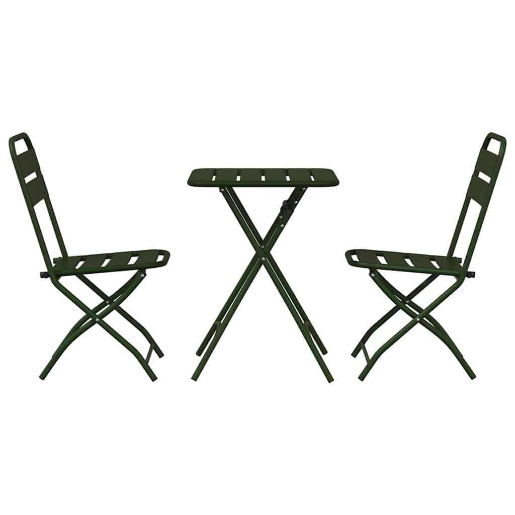 Bistro Set 3 pcs Dark green Steel