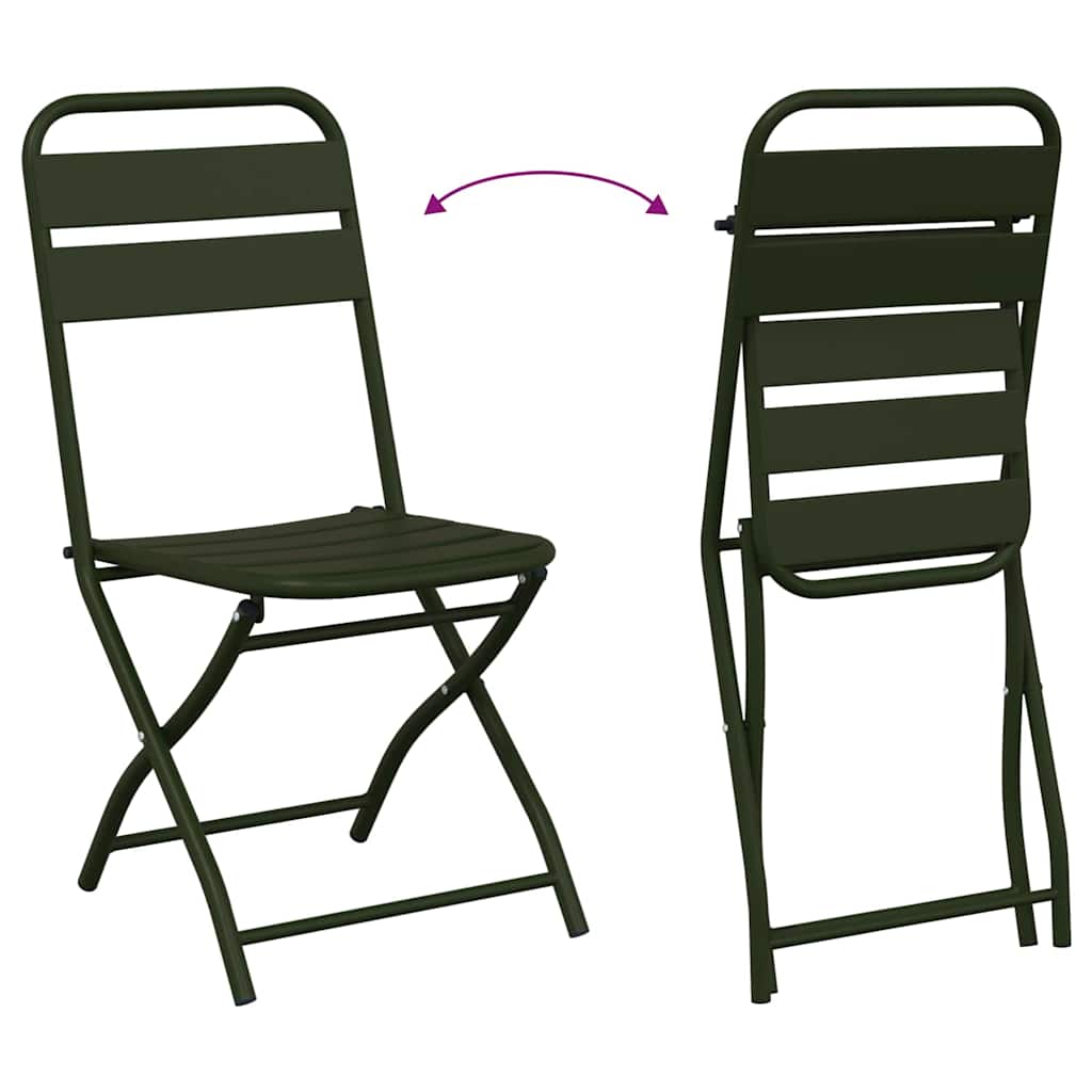 Bistro Set 3 pcs Dark green Steel