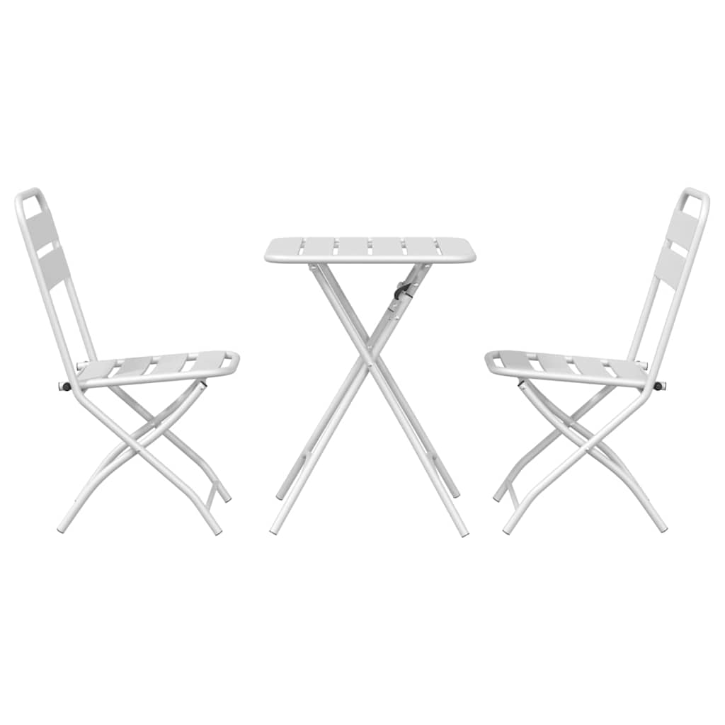 Bistro Set 3 pcs White Steel