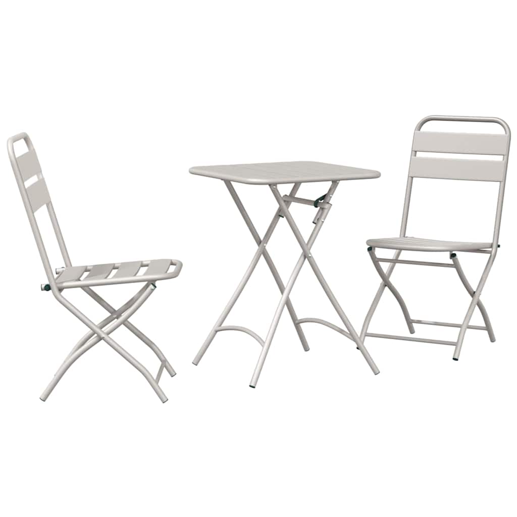 Bistro Set 3 pcs Beige Steel