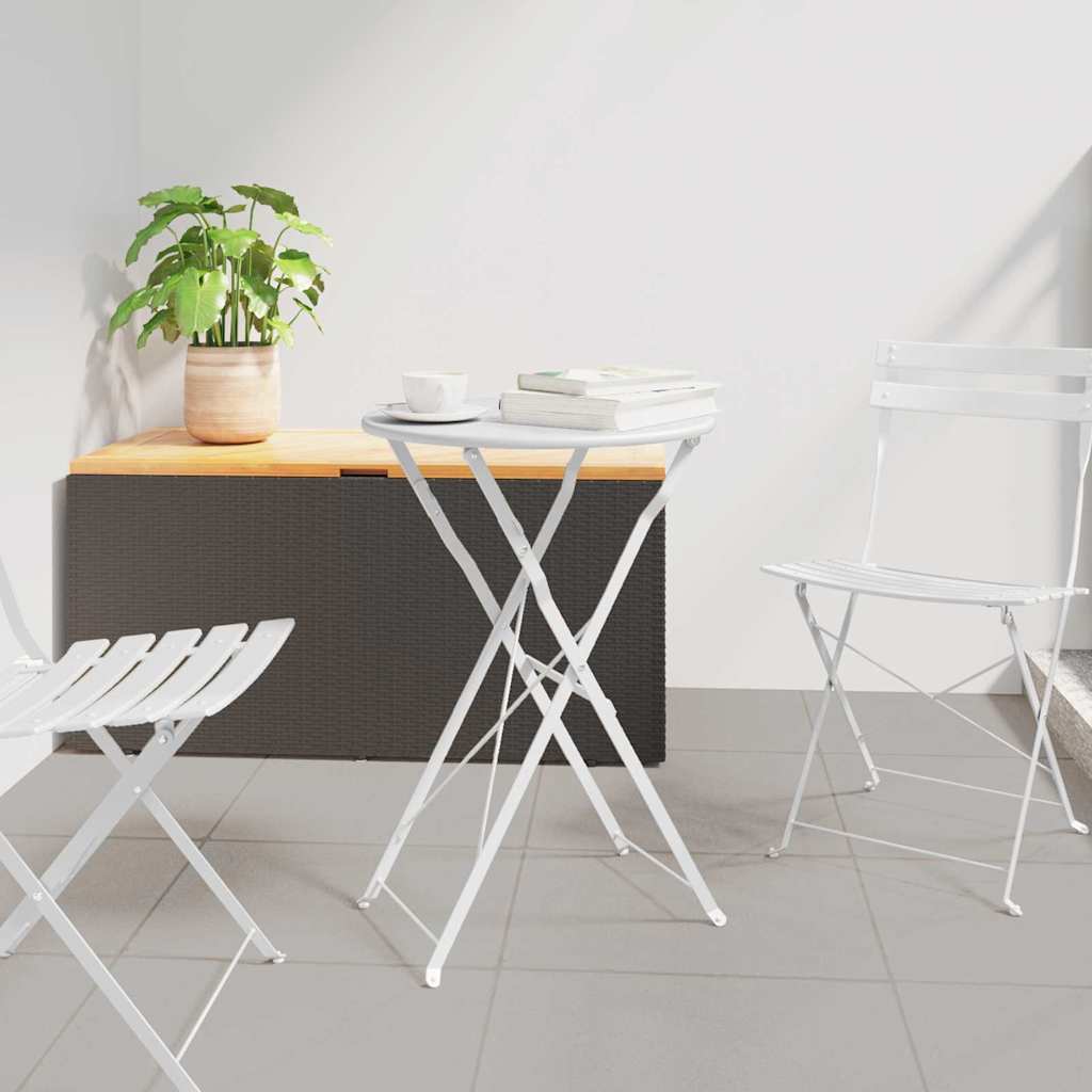 Bistro Table Folding White Ø50x71 cm Powder-coated Steel