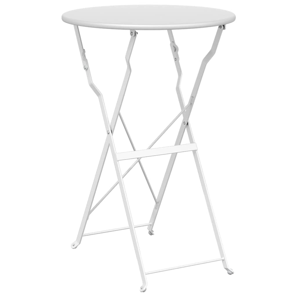 Bistro Table Folding White Ø50x71 cm Powder-coated Steel