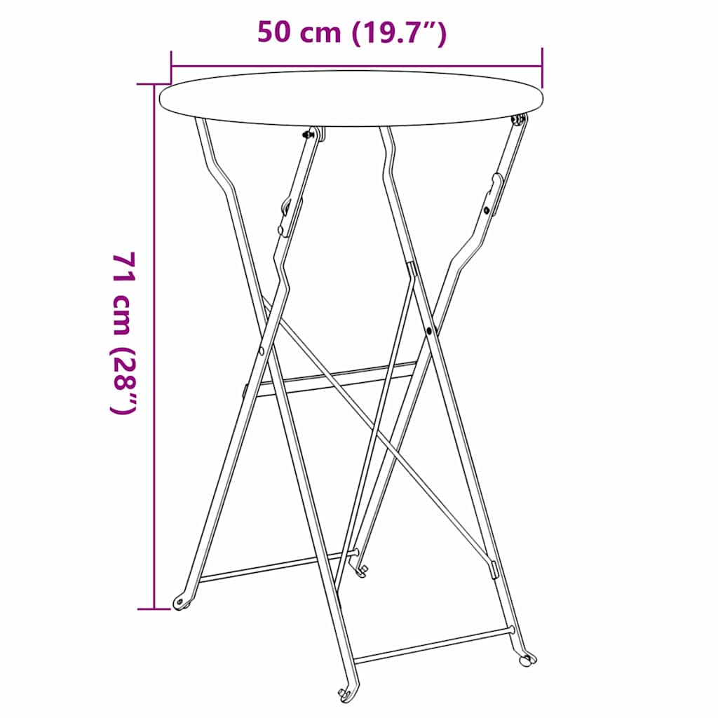 Bistro Table Folding Anthracite Ø50x71 cm Powder-coated Steel