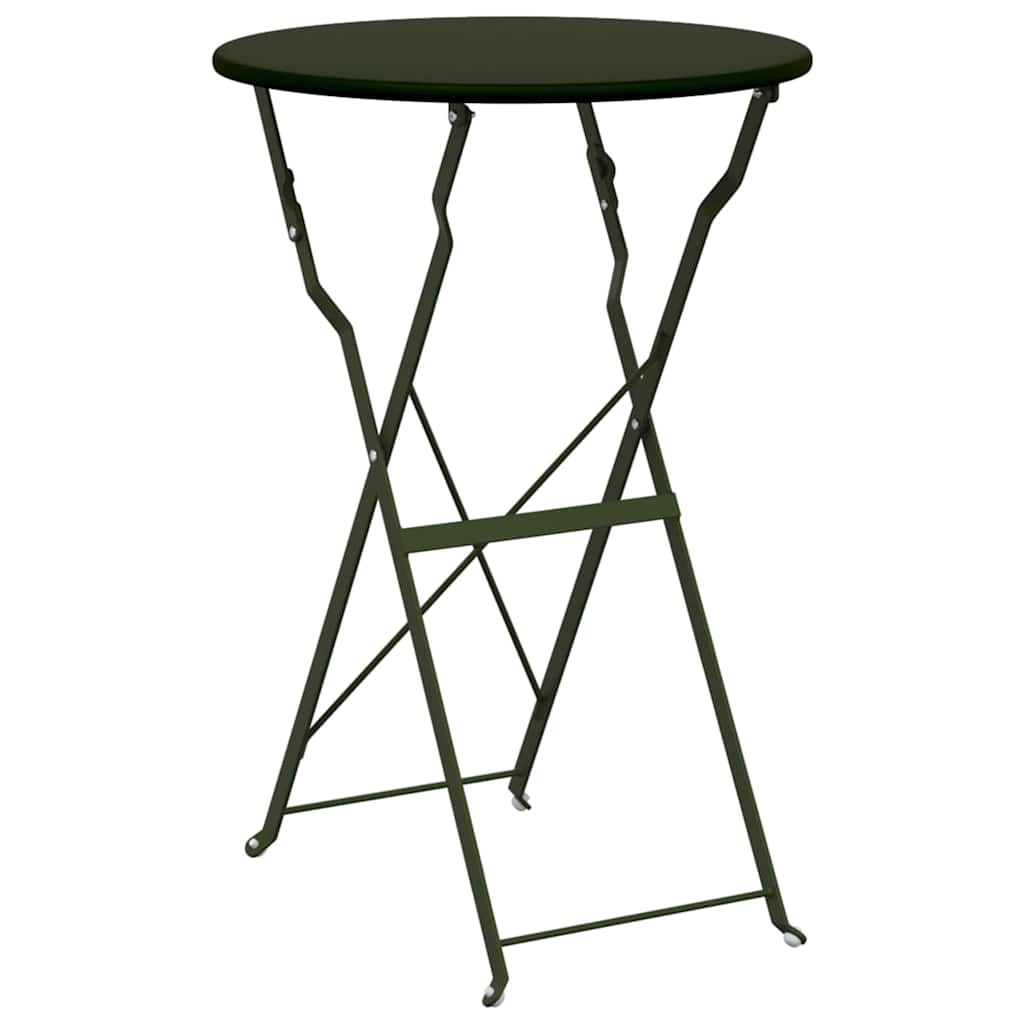 Folding Bistro Set 3 pcs Dark green Steel