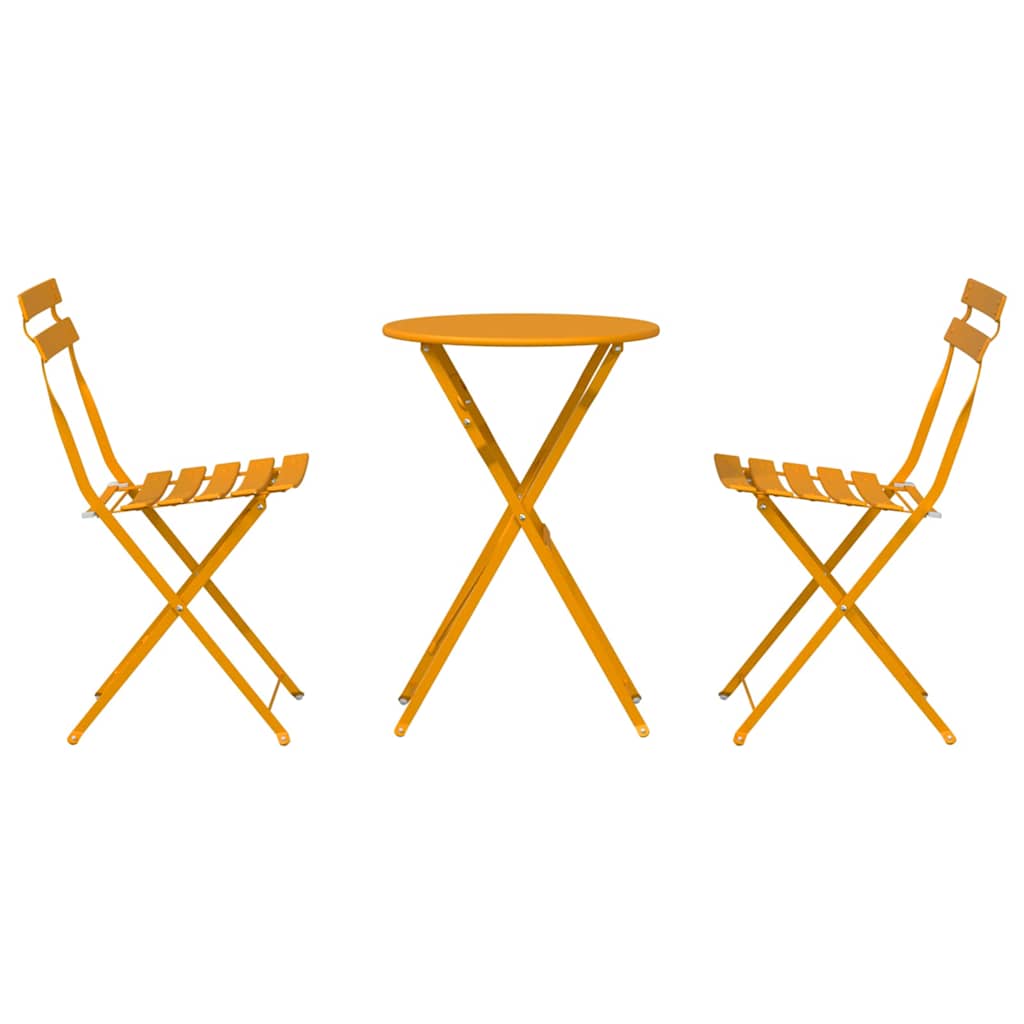 Folding Bistro Set 3 pcs Mustard Steel
