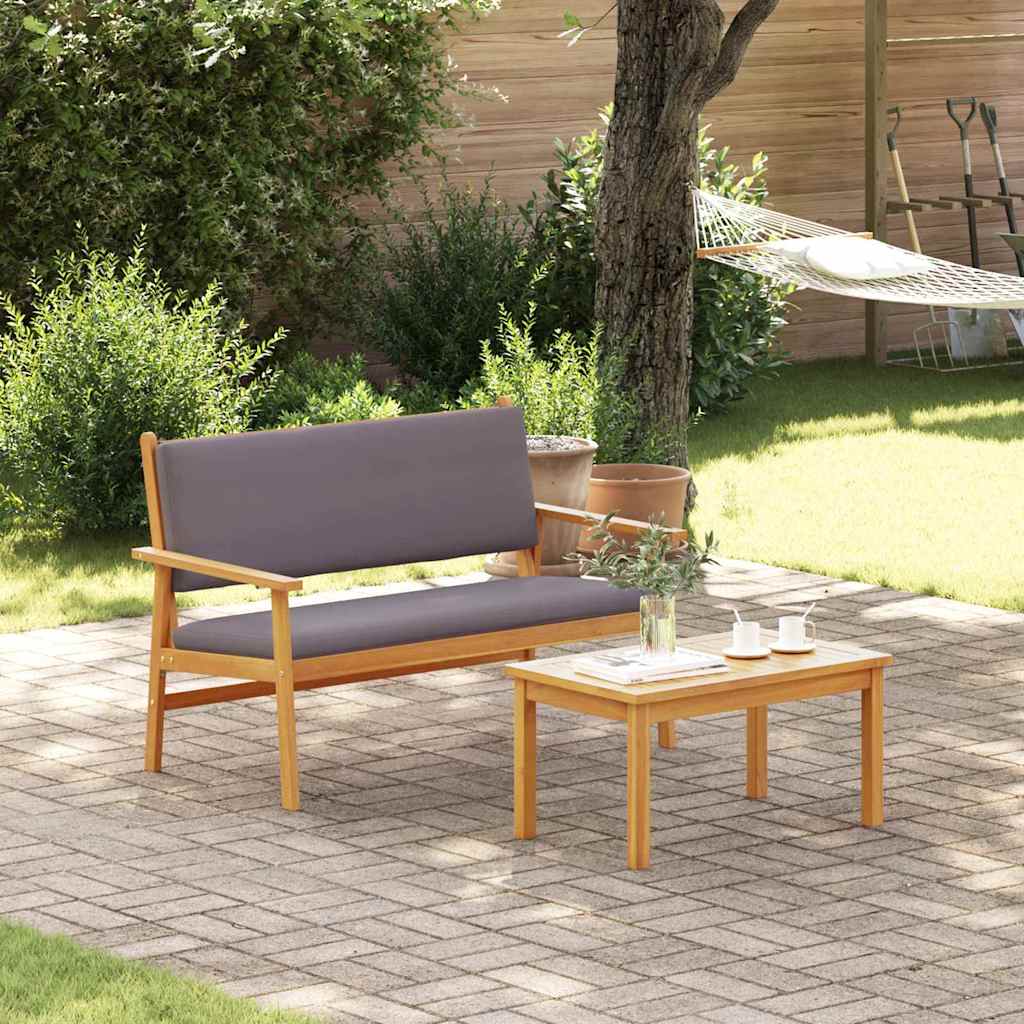 Garden Sofa Set with Cushion 2 pcs Brown Solid Acacia wood