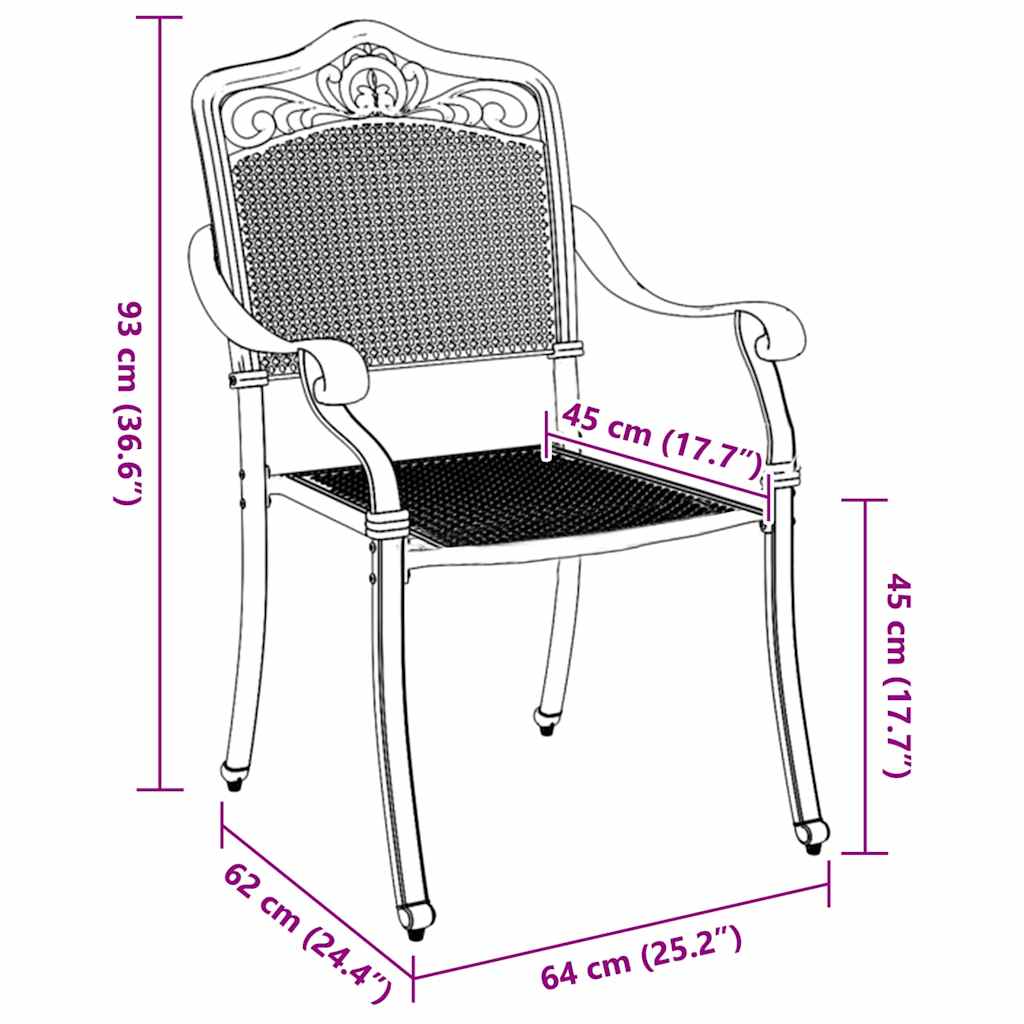 Garden Chair 2 pcs Green 55 x 56.5 x 91cm Aluminium