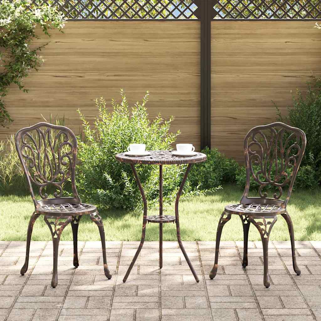 Garden Bistro Set 3 pcs Bronze Aluminium