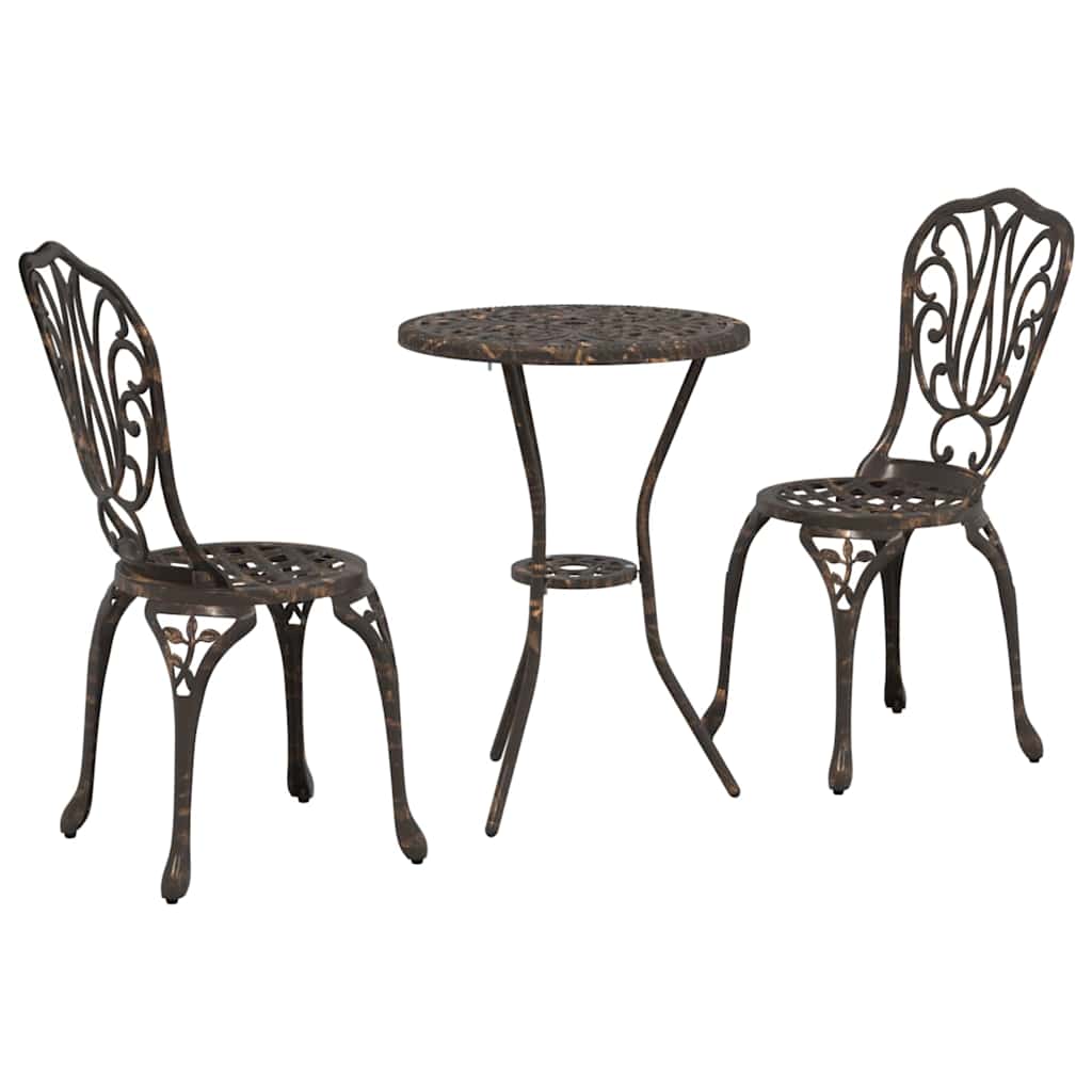 Garden Bistro Set 3 pcs Bronze Aluminium