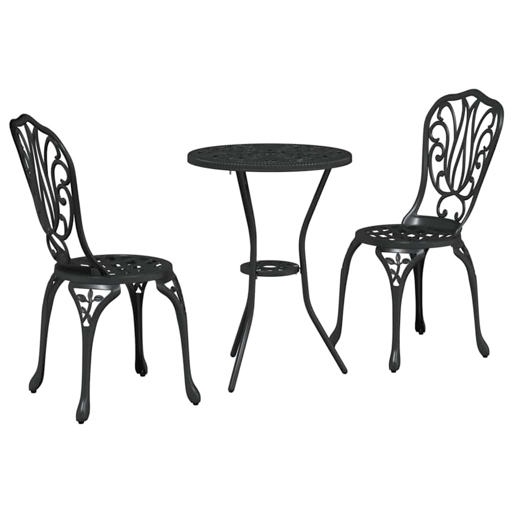 Garden Bistro Set 3 pcs Black Aluminium