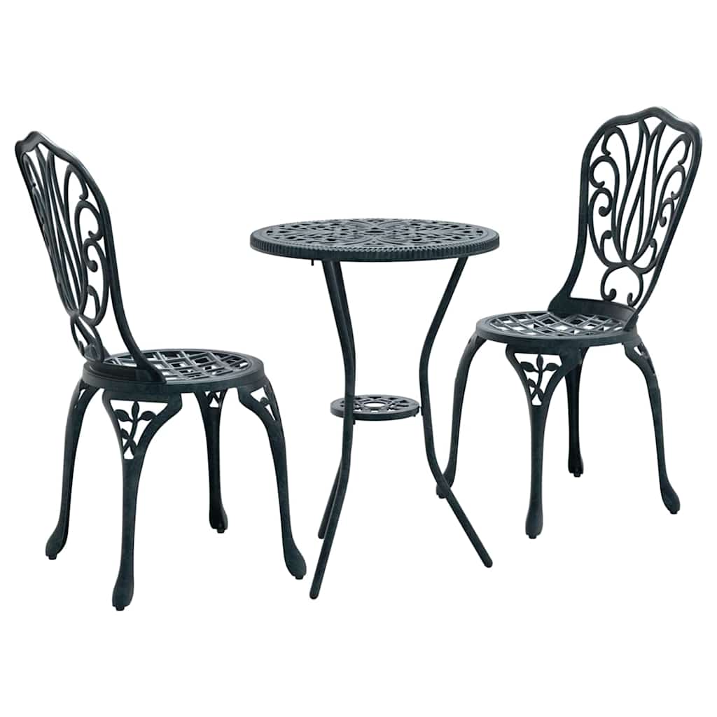 Garden Bistro Set 3 pcs Green Aluminium