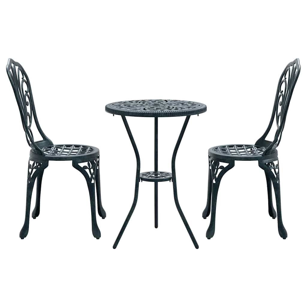Garden Bistro Set 3 pcs Green Aluminium