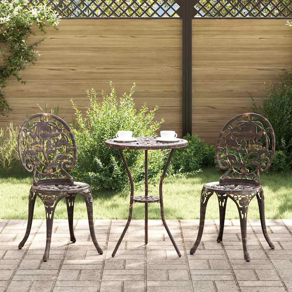 Garden Bistro Set 3 pcs Bronze Aluminium
