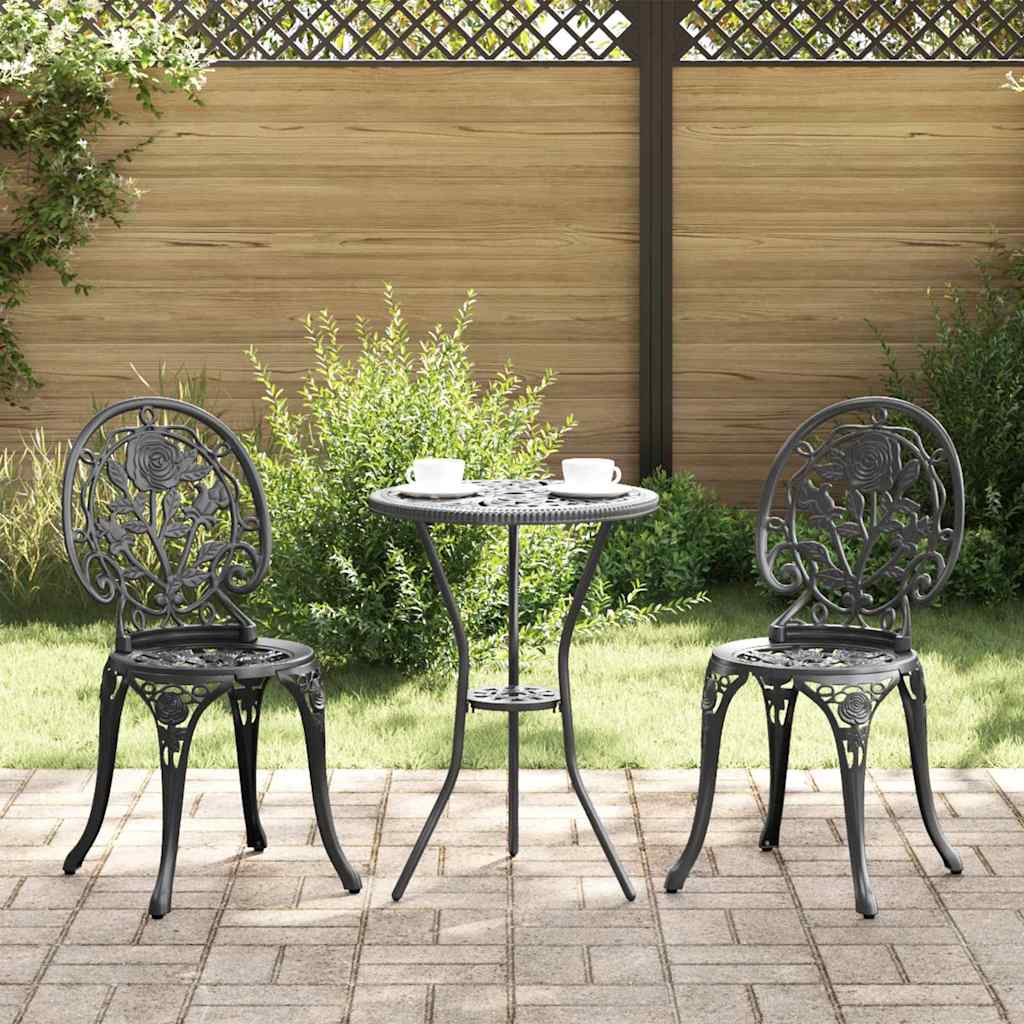 Garden Bistro Set 3 pcs Black Aluminium