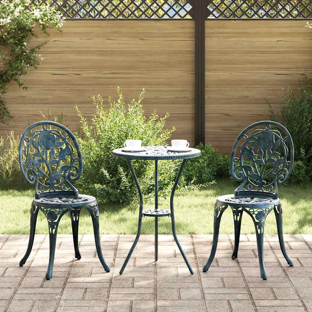 Garden Bistro Set 3 pcs Green Aluminium