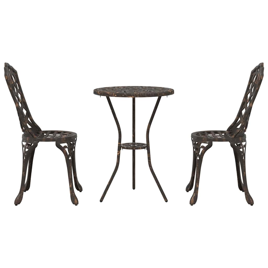 Garden Bistro Set 3 pcs Bronze Aluminium