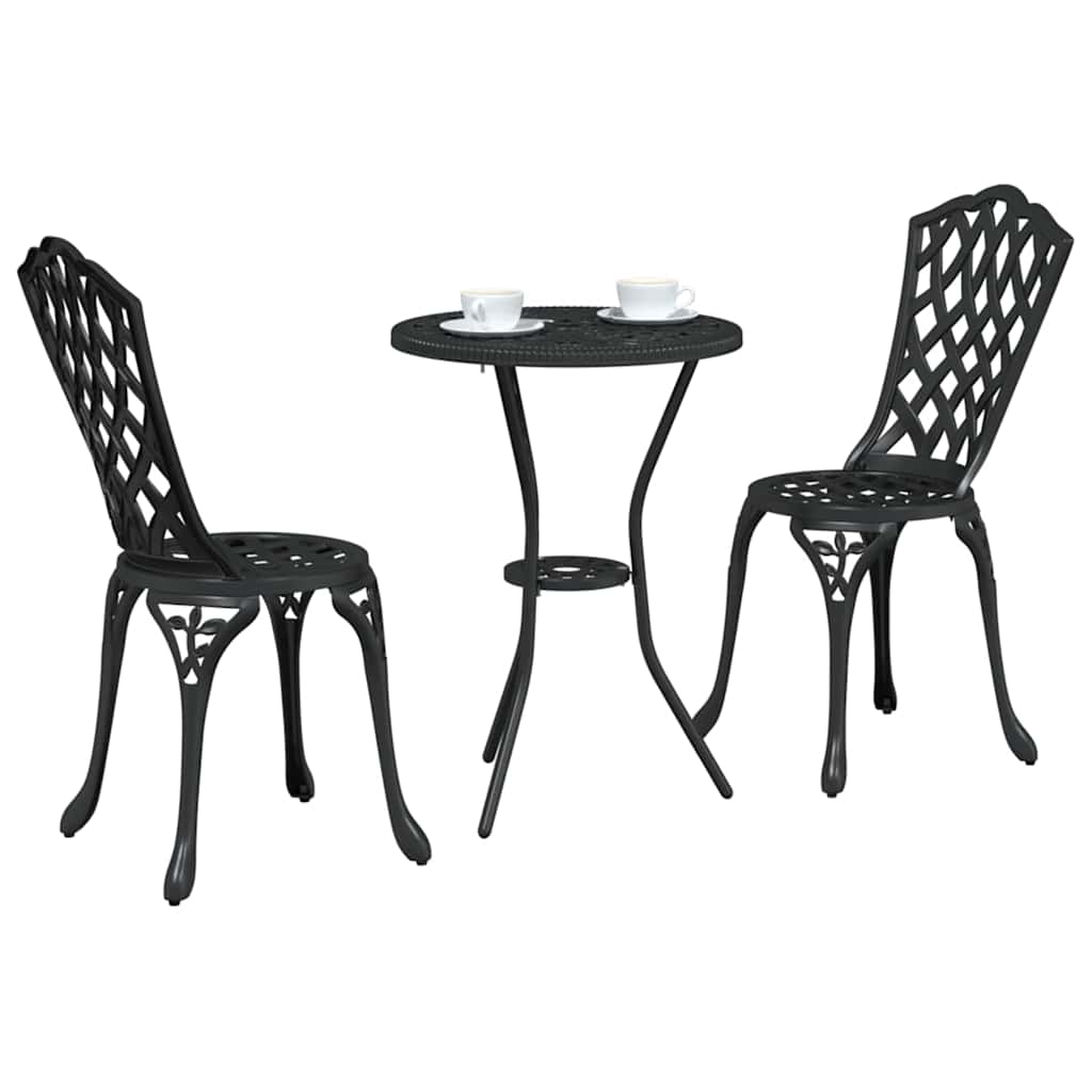 Garden Bistro Set 3 pcs Black Aluminium