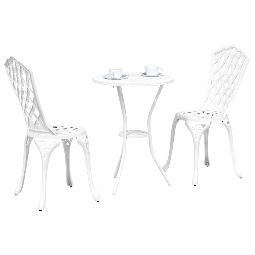 Garden Bistro Set 3 pcs White Aluminium