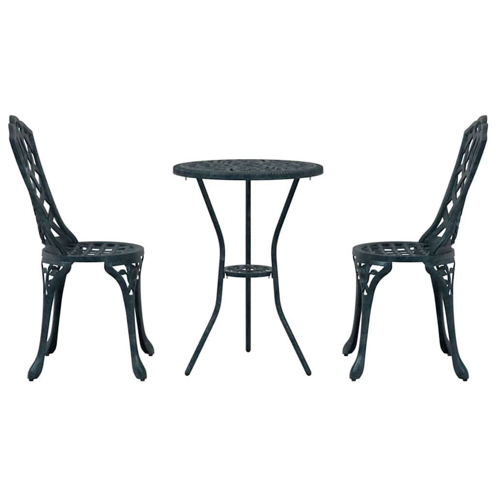 Garden Bistro Set 3 pcs Green Aluminium
