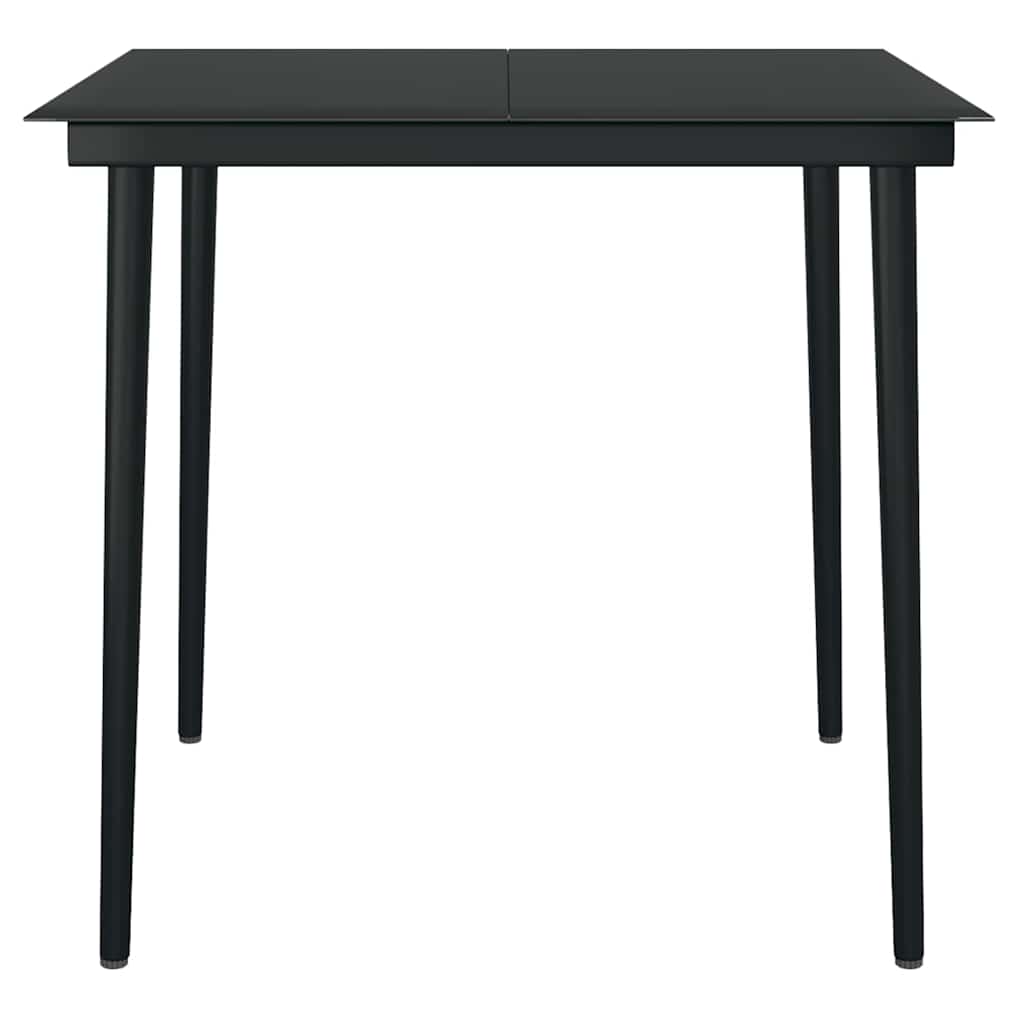 5 Piece Garden Dining Set Black Poly Rattan Glass