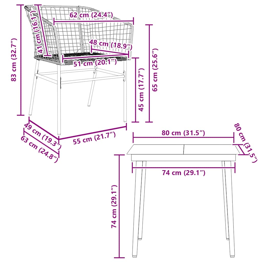 3 Piece Garden Dining Set Brown Poly Rattan Glass