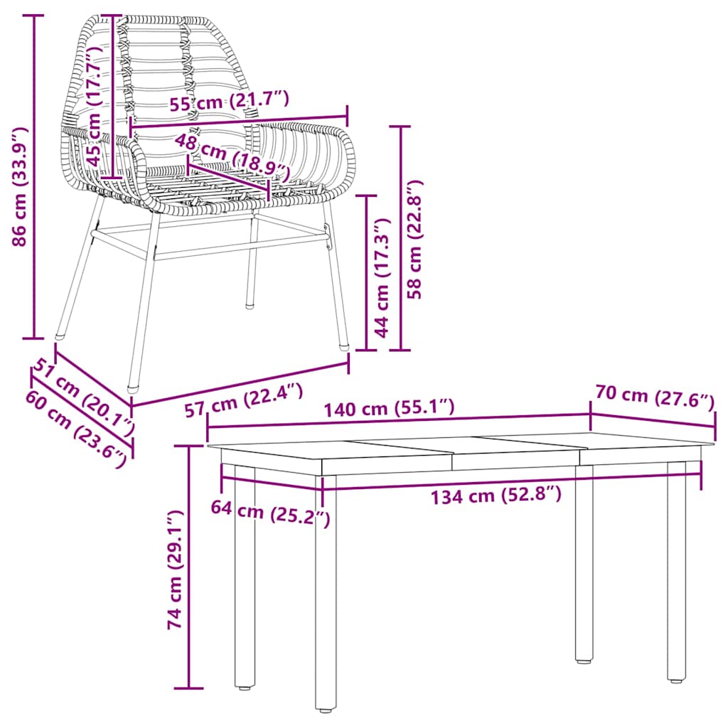 5 Piece Garden Dining Set Black Poly Rattan Glass