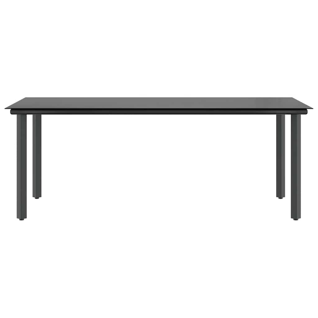 7 Piece Garden Dining Set Black Poly Rattan Glass