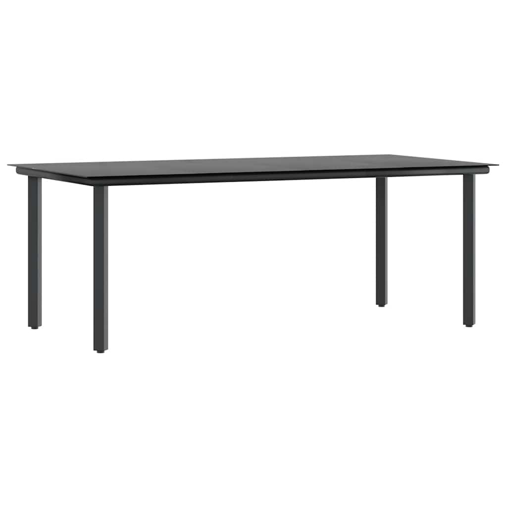 9 Piece Garden Dining Set Black Poly Rattan Glass