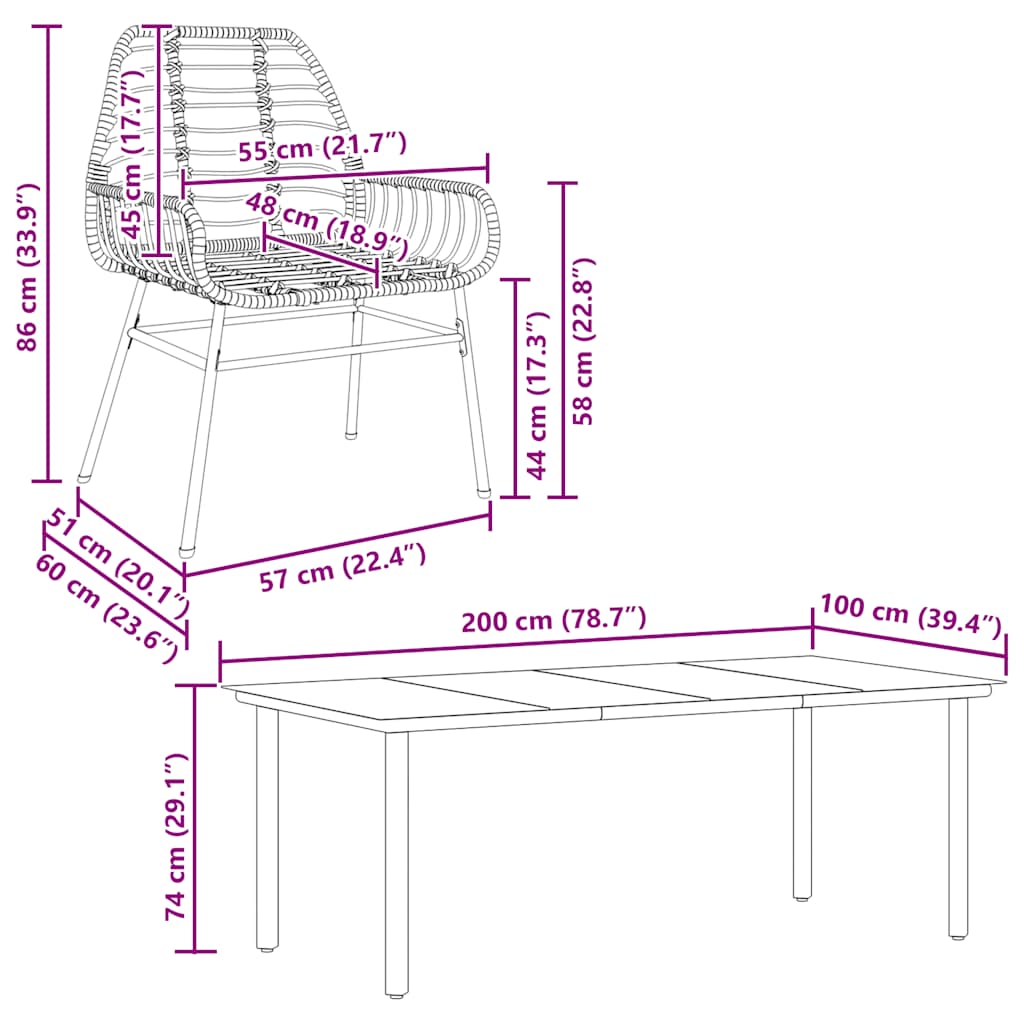9 Piece Garden Dining Set Black Poly Rattan Glass