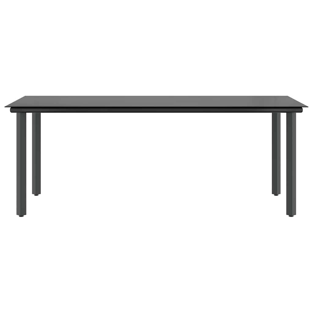 7 Piece Garden Dining Set Black Poly Rattan Glass