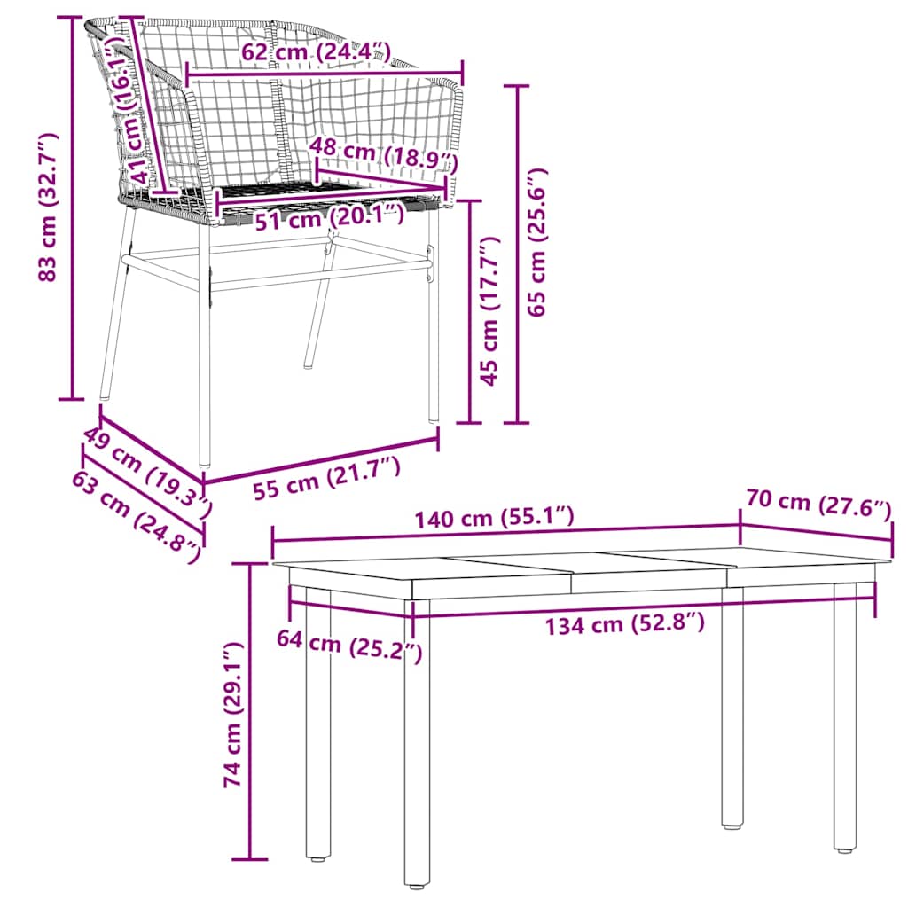 5 Piece Garden Dining Set Brown Poly Rattan Glass