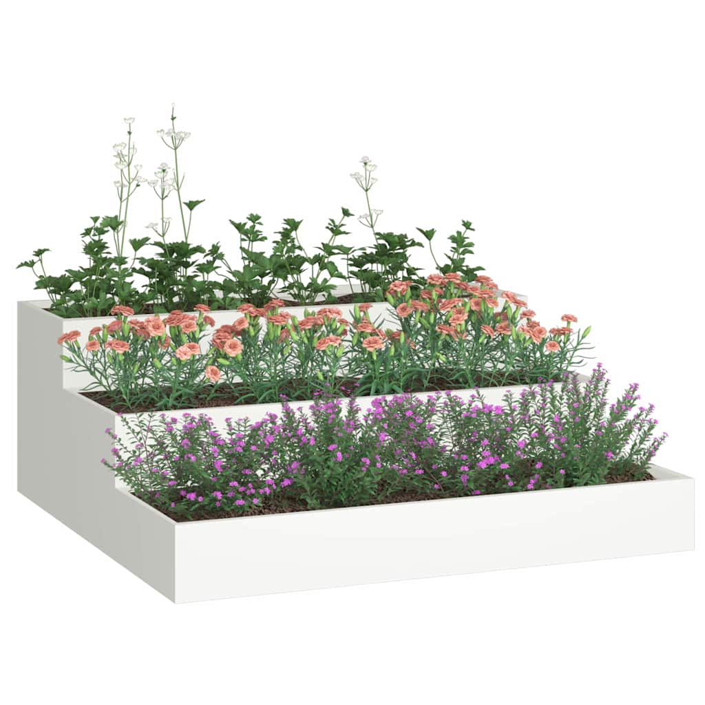 Garden Planter White 90 x 90 x 35 cm Steel