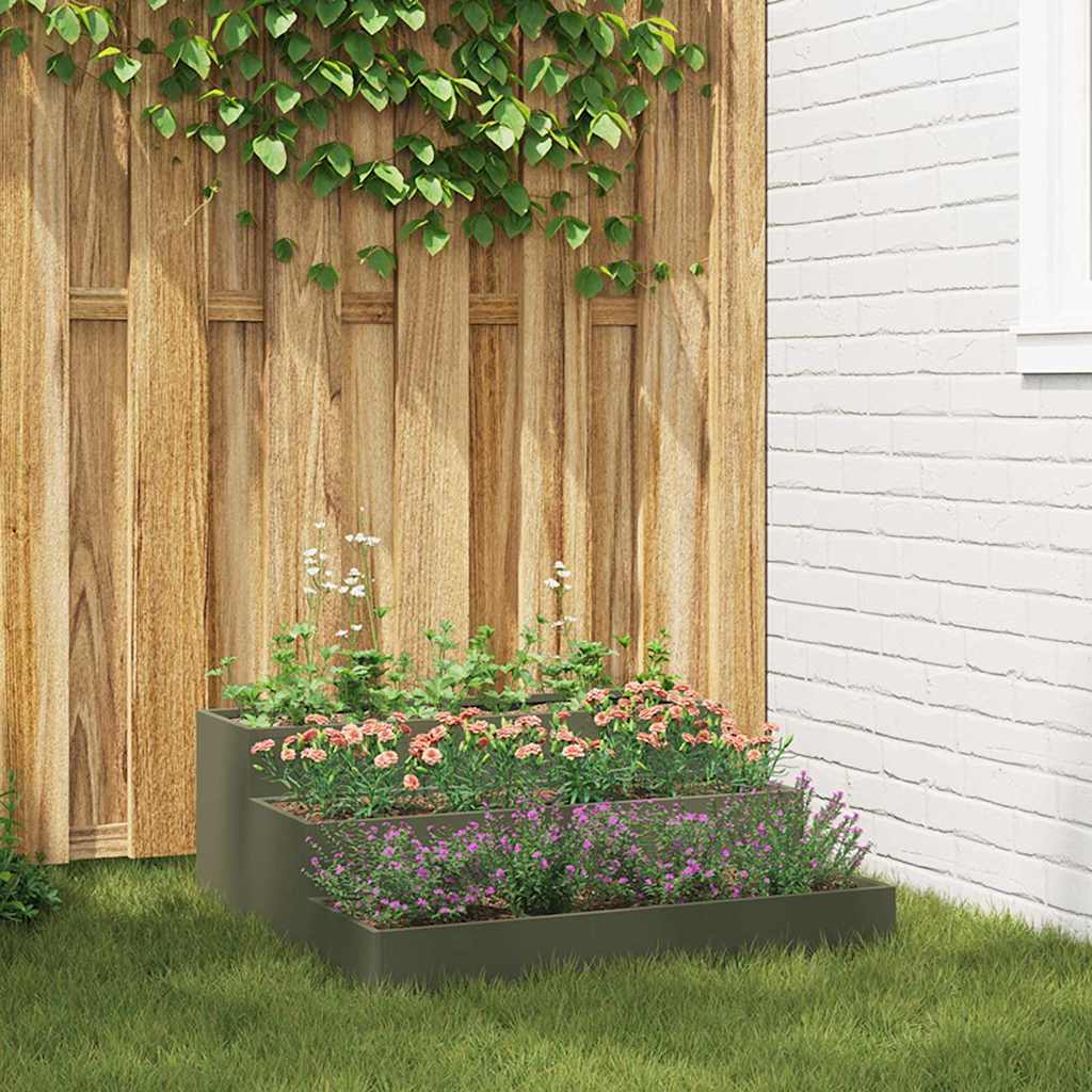 Garden Planter Olive green 90 x 90 x 35 cm Steel