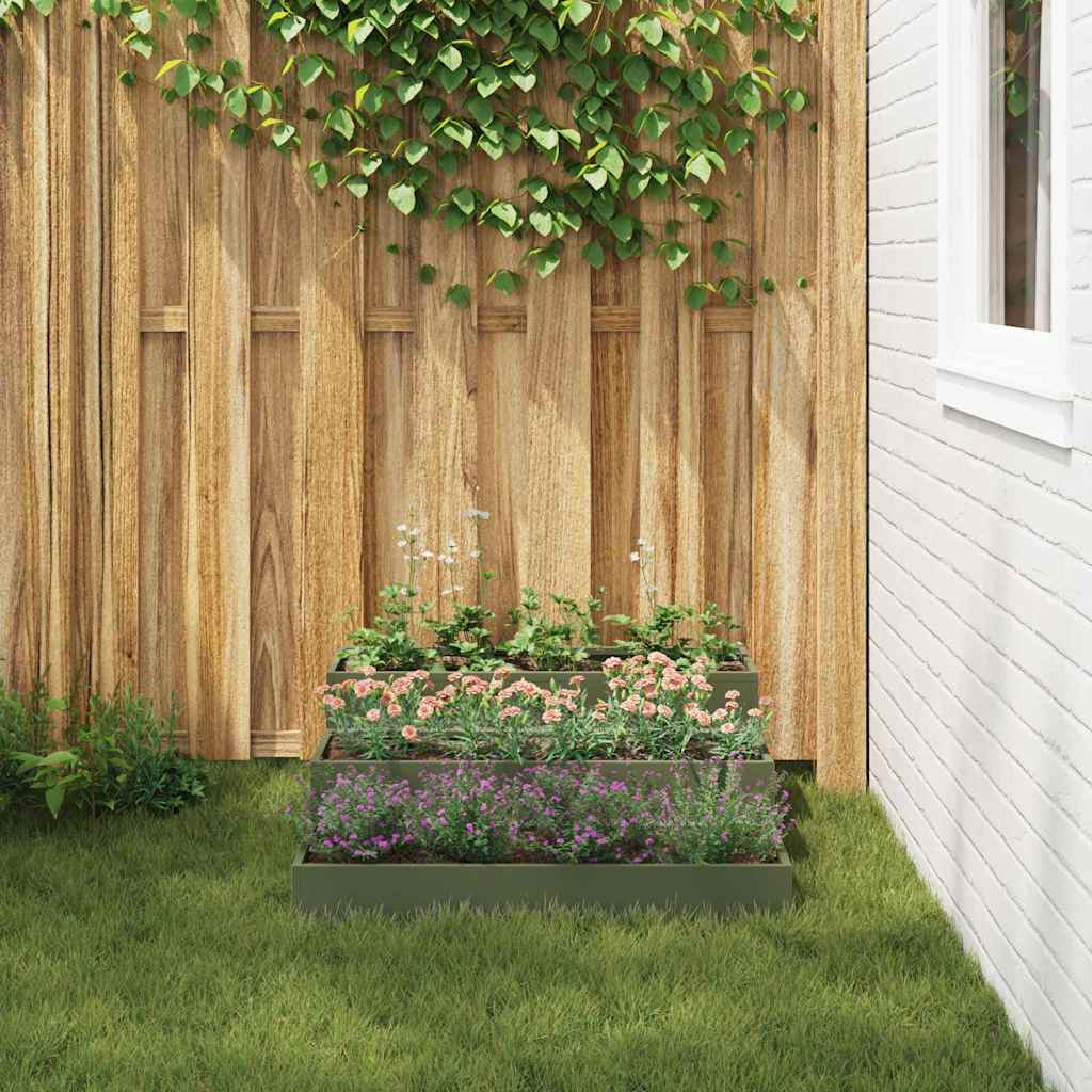 Garden Planter Olive green 90 x 90 x 35 cm Steel