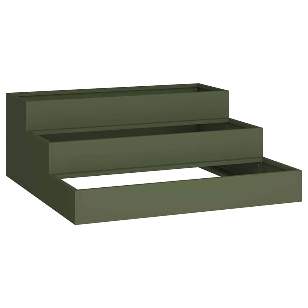 Garden Planter Olive green 90 x 90 x 35 cm Steel