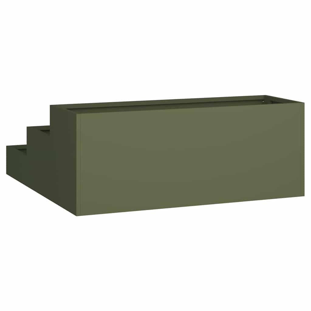 Garden Planter Olive green 90 x 90 x 35 cm Steel
