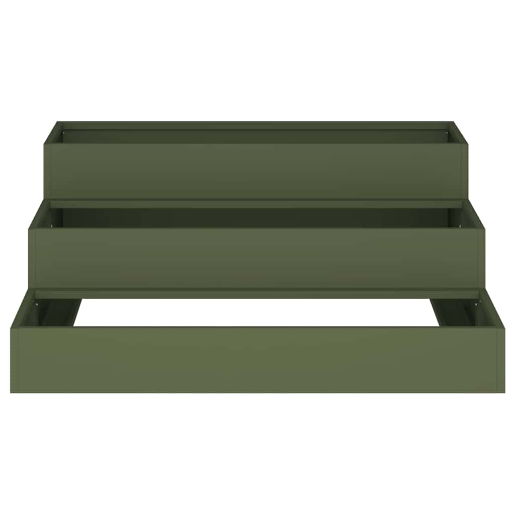 Garden Planter Olive green 90 x 90 x 35 cm Steel