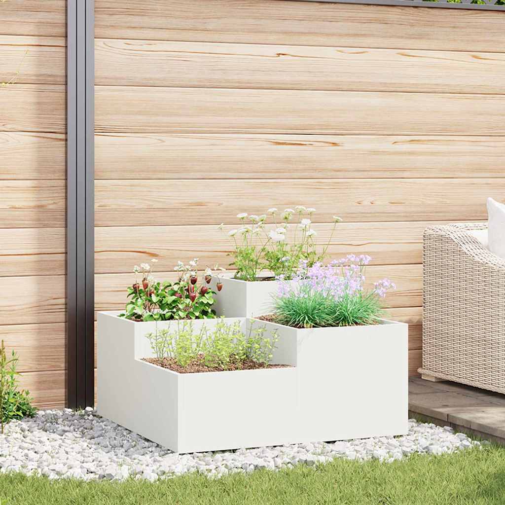 Garden Planter White 80 x 80 x 48 cm Steel