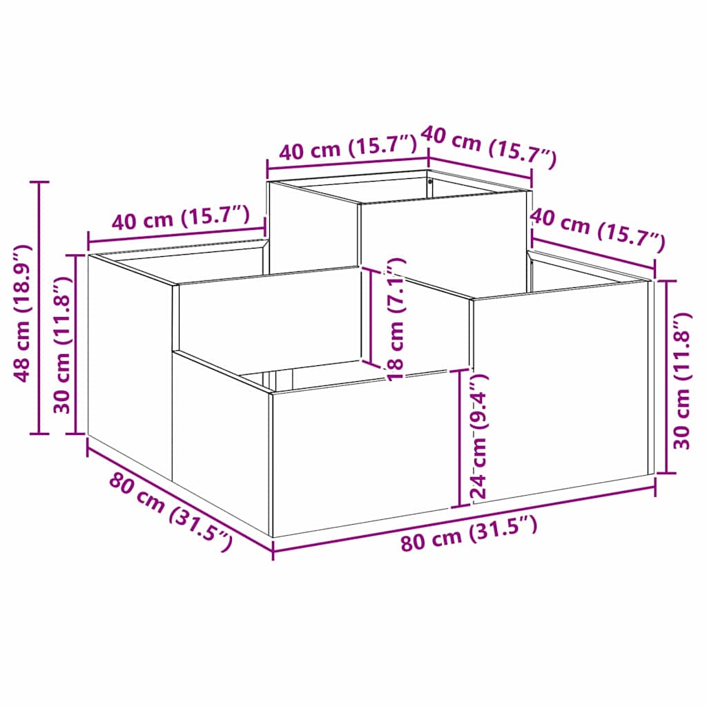 Garden Planter White 80 x 80 x 48 cm Steel