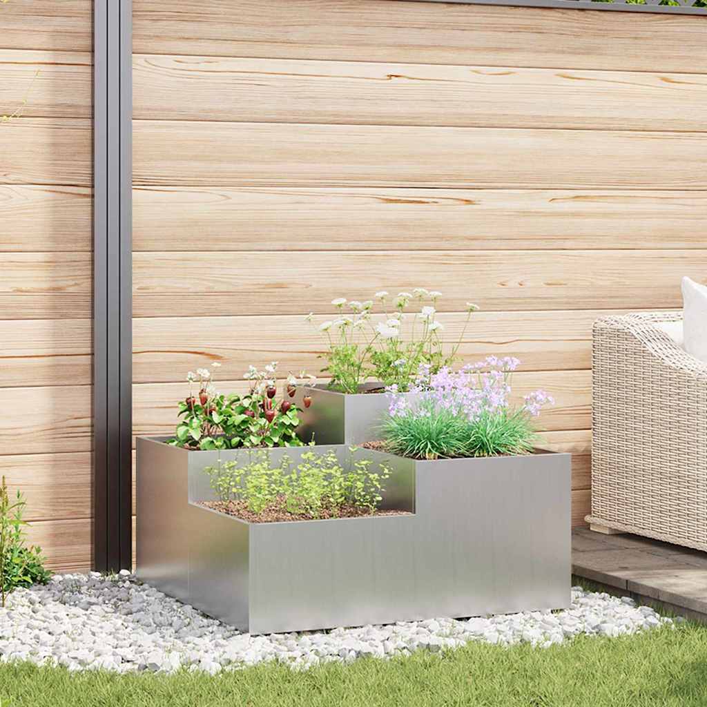 Garden Planter Silver 80 x 80 x 48 cm Galvanised steel
