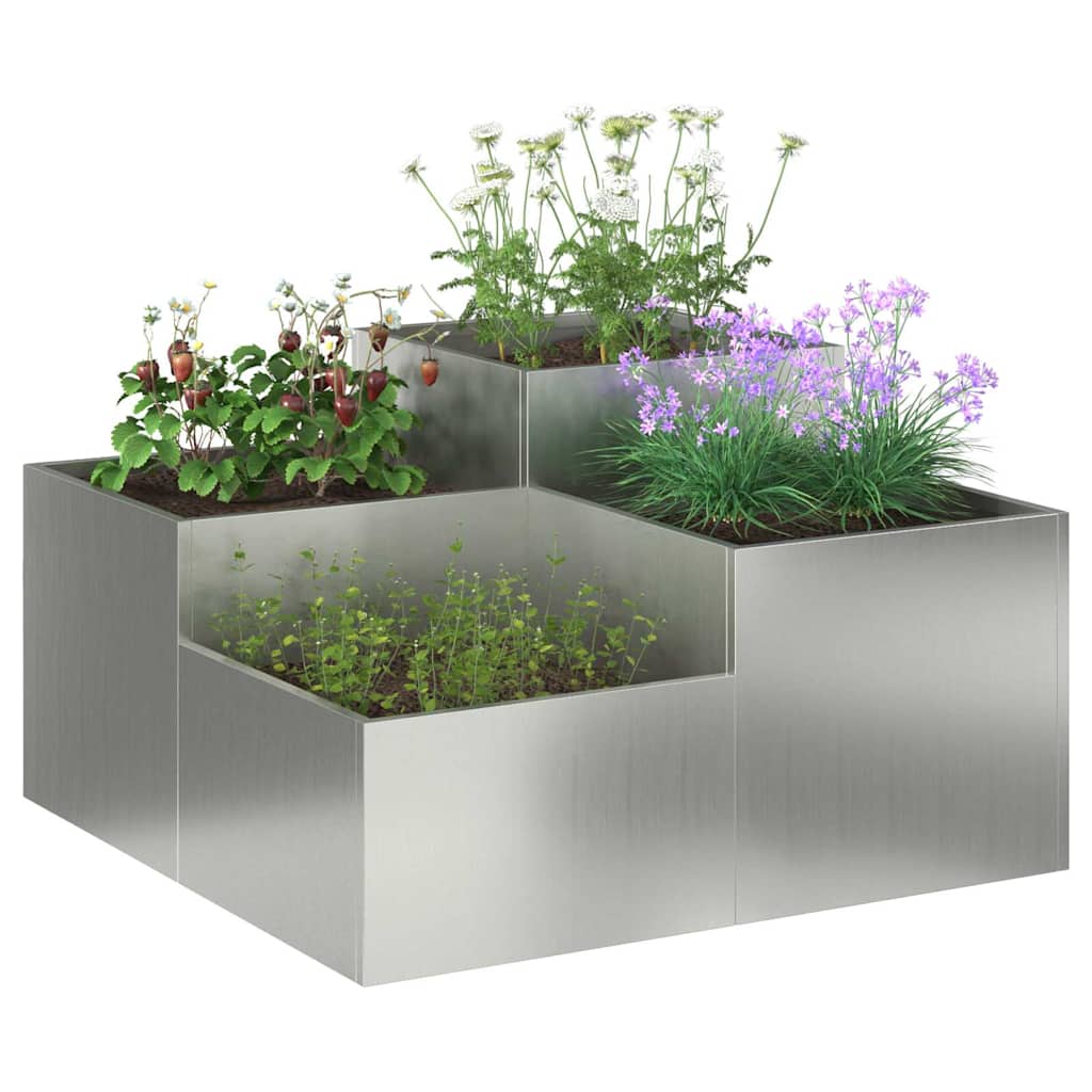 Garden Planter Silver 80 x 80 x 48 cm Galvanised steel