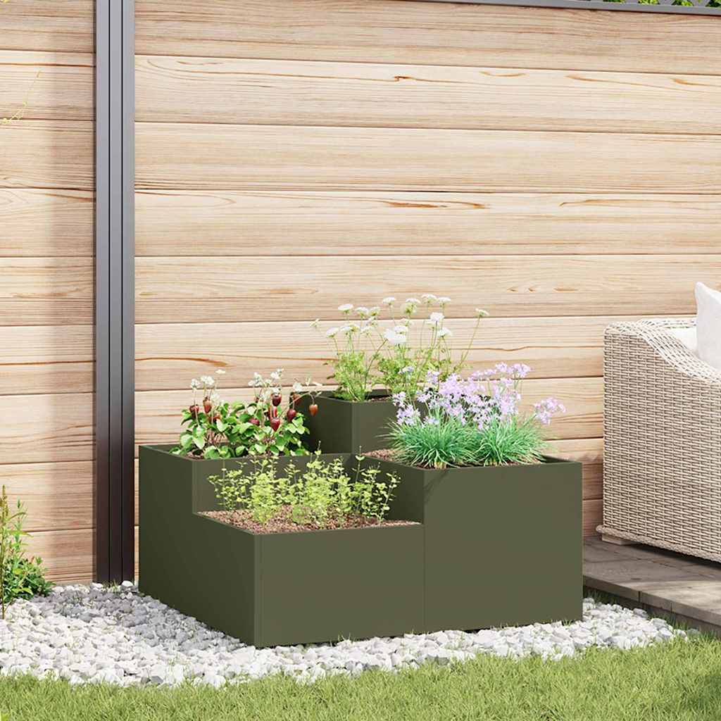 Garden Planter Olive green 100 x 100 x 48 cm Steel