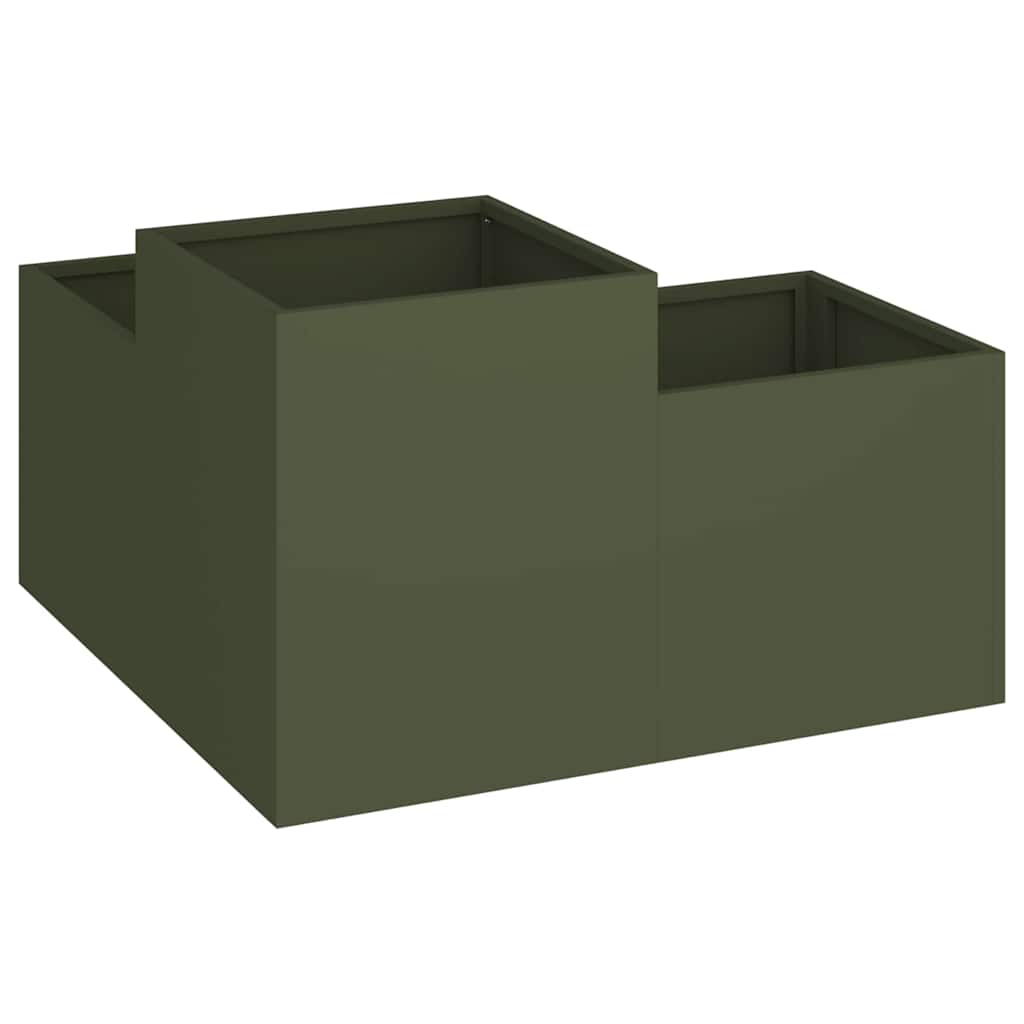 Garden Planter Olive green 100 x 100 x 48 cm Steel