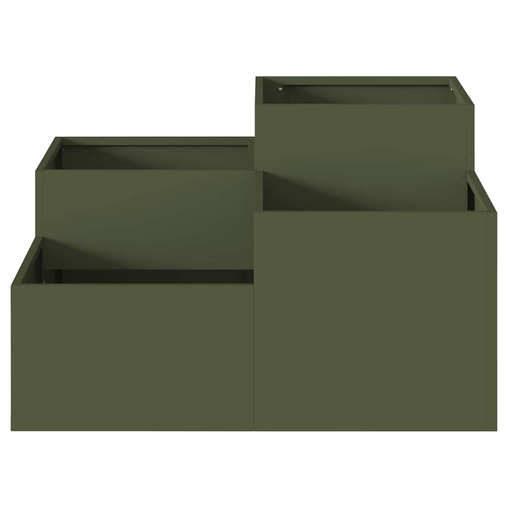 Garden Planter Olive green 100 x 100 x 48 cm Steel